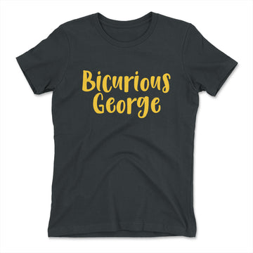 Bicurious George Womens T-Shirt in Heavy Metal color